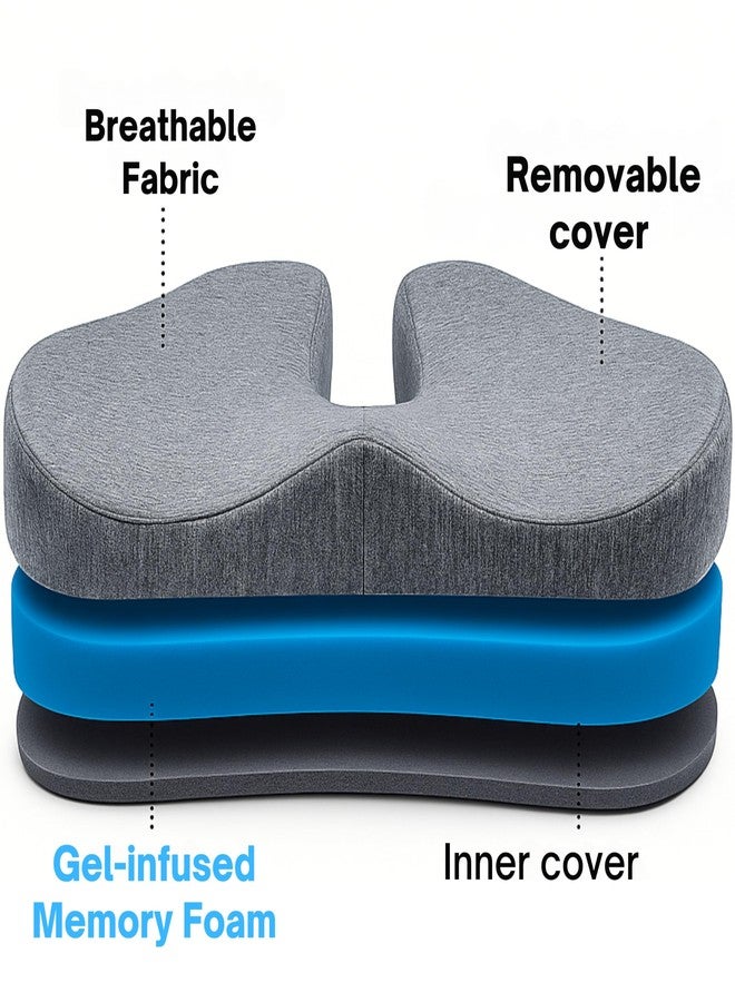 ORTHICO Gel Memory Foam Coccyx Seat Cushion - Orthopedic Tailbone & Sciatica Relief Cushion for Office Chair, Car & Wheelchair - Large, Grey, Washable Cover, 1-Year Warranty - Image 3