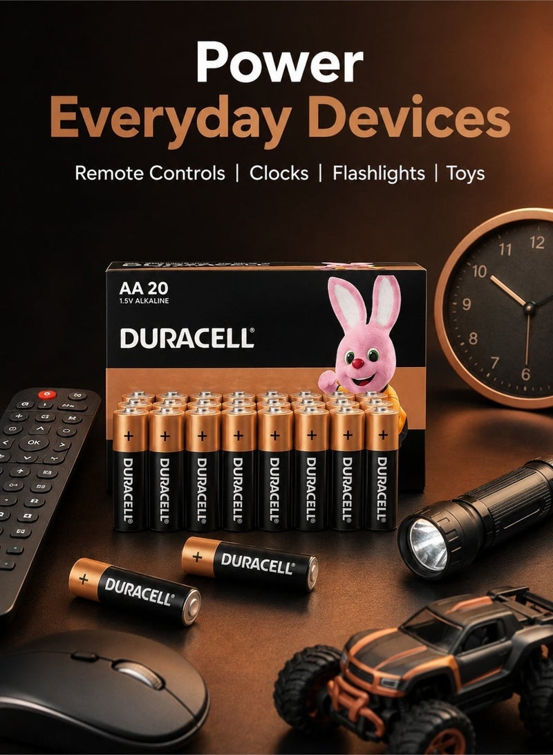 دوراسيل بطاريات قلوية AA بجهد 1.5 فولت من دوراسيل (Duracell) - عبوة من 20 بطارية (LR06 MN1500) | بطاريات AA تدوم طويلاً لأجهزة التحكم عن بُعد، والألعاب، والمصابيح اليدوية، والساعات، وفأرة ولوحة مفاتيح الكمبيوتر. - Image 4