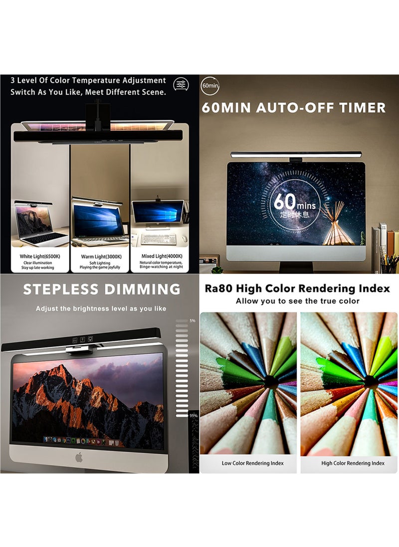 Generic - LED Computer Monitor Light Bar – Adjustable Brightness & Temperature, Anti-Glare Screen Lighting with Blue Light Filter for Eye Care, Long Hours Use (Compatible with All Monitors & Laptops)  (Black, 50cm) - Image 1