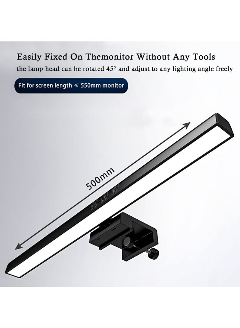 Generic - LED Computer Monitor Light Bar – Adjustable Brightness & Temperature, Anti-Glare Screen Lighting with Blue Light Filter for Eye Care, Long Hours Use (Compatible with All Monitors & Laptops)  (Black, 50cm) - Image 1