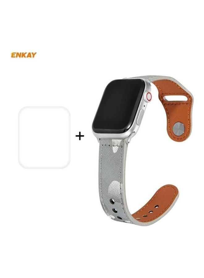 NIBEMINENT Replacement Watchband wiith Screen Protector for Apple Watch Series 6/5/4/SE 44mm Light Grey - Image 1