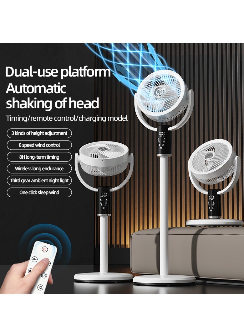 Generic Stand Fan 12 Inch Electric Fan Table Fan Air Circulator Fan Adjustable Height 8 Speeds and Strong Airflow | 3-speed Adjustable Light | Aroma Diffuser Pad Slot | Remote Control | 8H Timer for Home Office(F5)  - Image 4