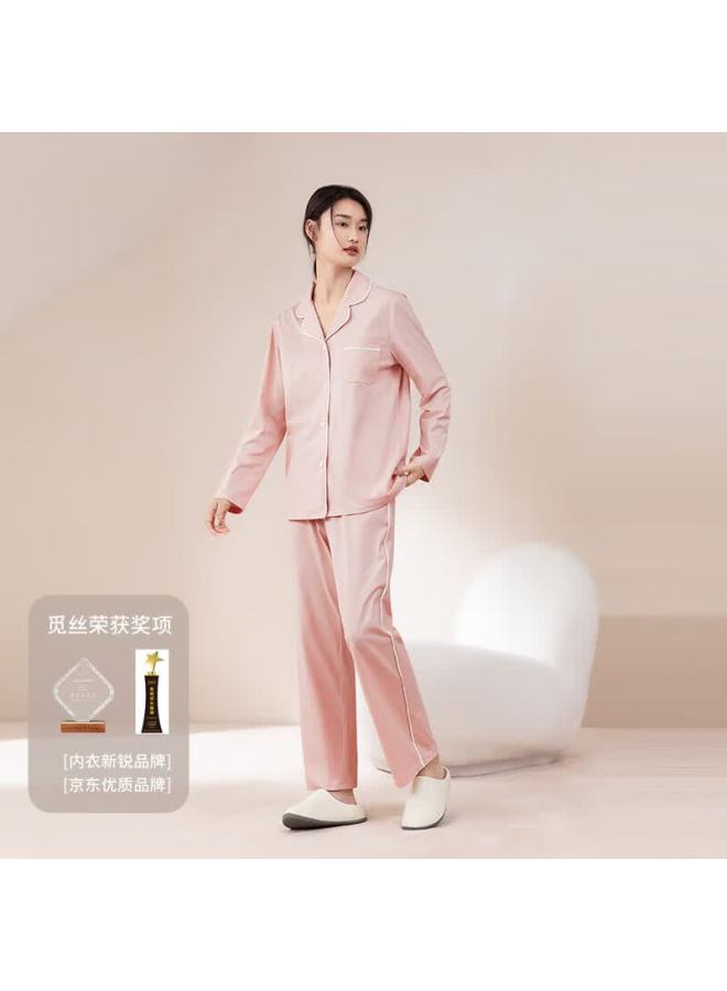 Agentmuse Women's Loose-fitting Cardigan Pajamas, Couple's Long-sleeve High-end Winter Set, 749t Misty Rose M