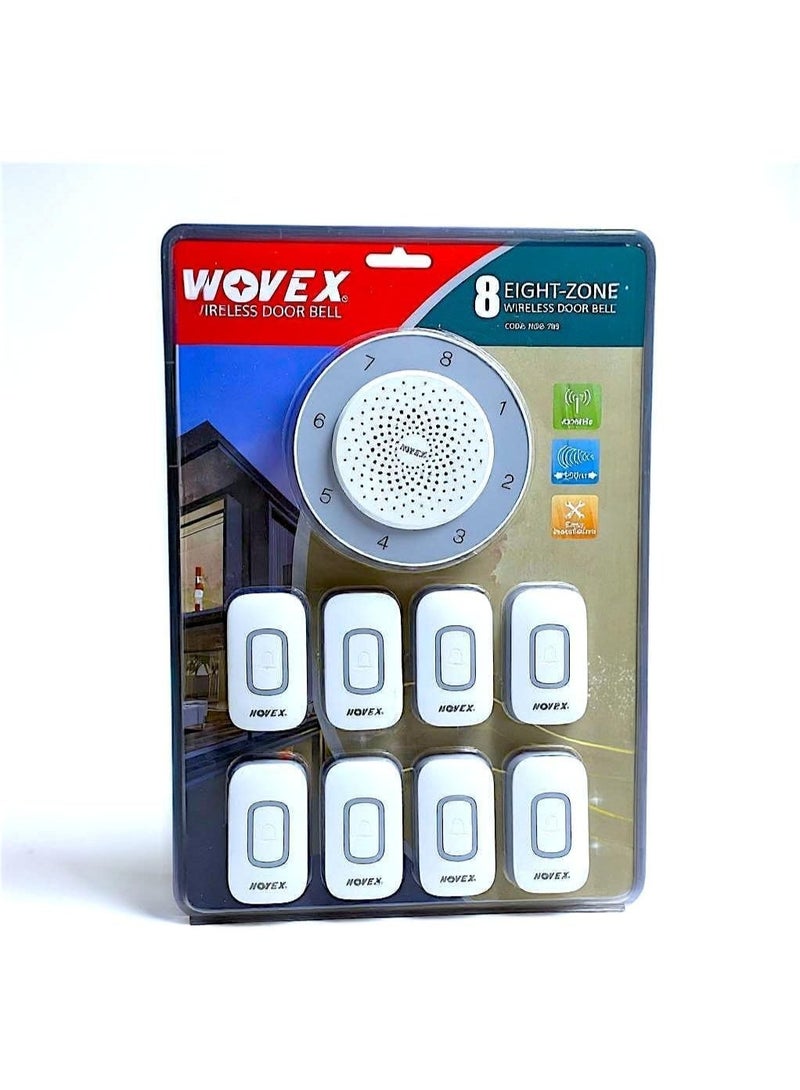 NOVEX 8-Zone Wireless Doorbell System with 8 Remote Buttons, 500m Range, LED Indicator – Model NDB-708 - Image 5