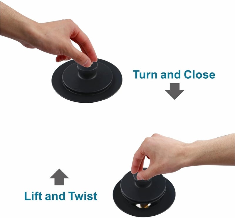 WELSAN Matte Black Tub Drain and Overflow Kit with Single Hole Overflow Faceplate, Universal All Metal Lift & Turn Black Bathtub Drain Kit with Fine/Coarse Thread Conversion Twist Trim Kit Assembly - Image 3