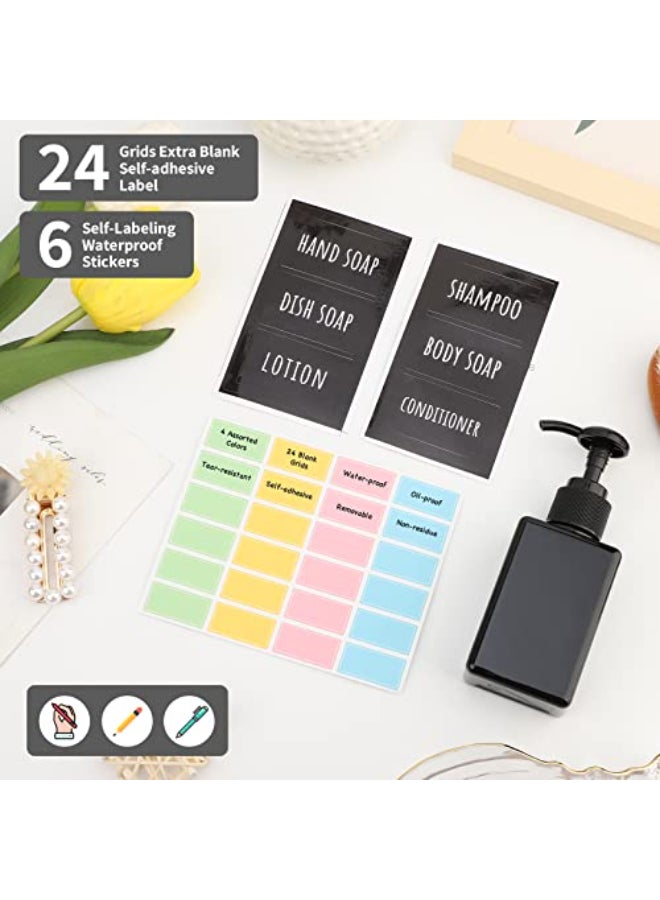 Segbeauty Black Plastic Square Shower Dispenser 4pcs 34oz Empty Hand Soap Bottles with Label 100ml Refillable Press Pump Portable Lotion Dispenser Liquid Container for Travel Bathroom Hotel Kitchen - Image 4