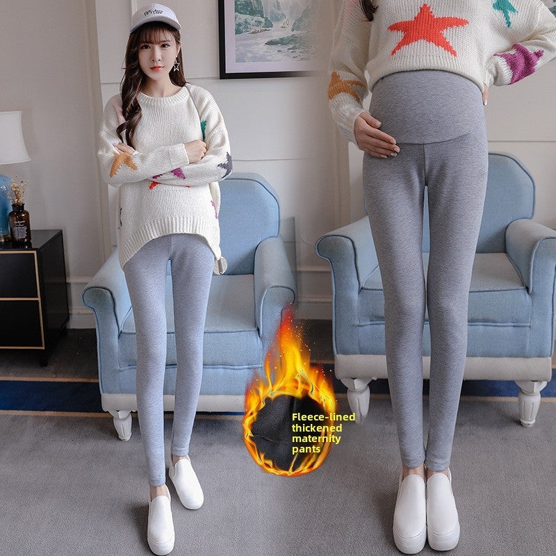 2024 Plush Velvet Maternity Pants 8017 light gray [plus velvet] 