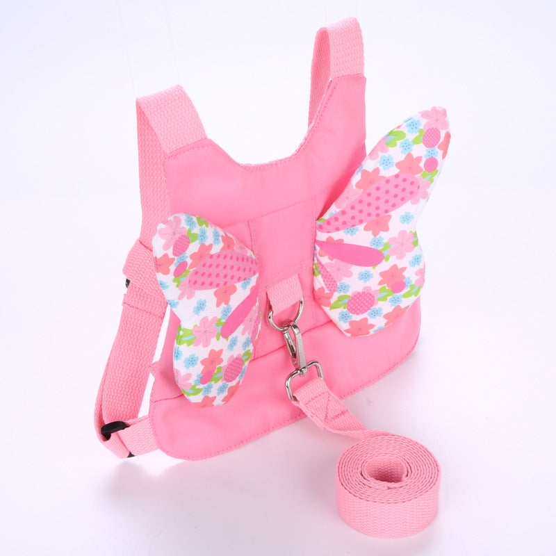 Child Anti-Lost Harness Backpack Pink Butterfly 