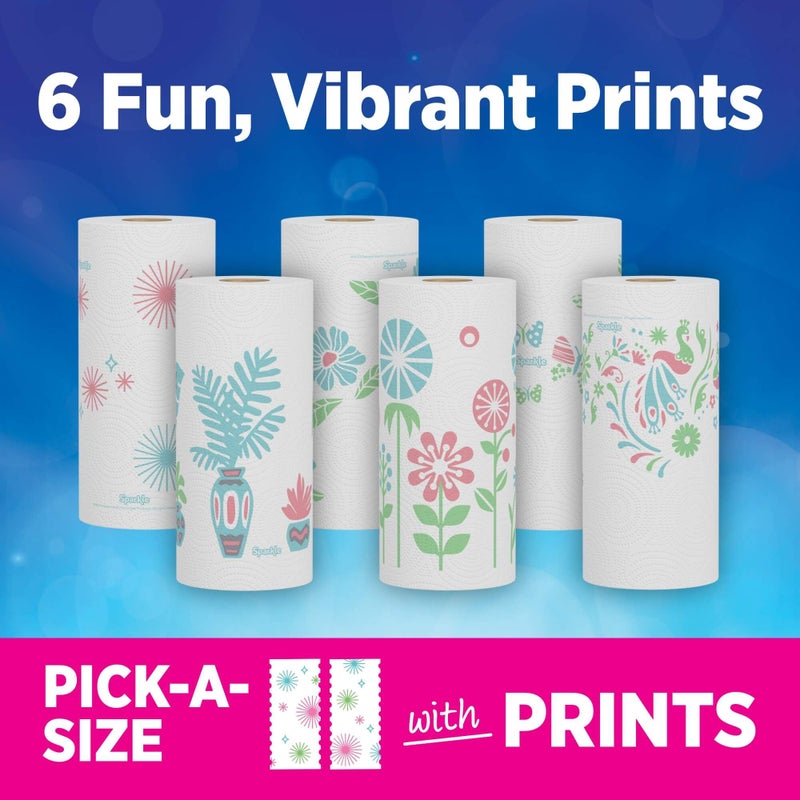 Sparkle Pick-A-Size Paper Towels, Spirited Print Design, 6 Double Rolls (660 Sheets Total) - Strong 2-Ply Towels for Kitchen Cleanup and Everyday Messes - Image 5