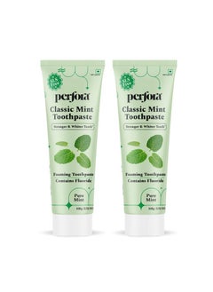 Perfora Classic Mint Toothpaste - 100G | Enamel Safe Teeth Whitening Toothpaste For Men & Women | For Strong & White Teeth | Sls, Titanium Dioxide & Sodium Saccharin Free | Pack Of 2  - Image 1