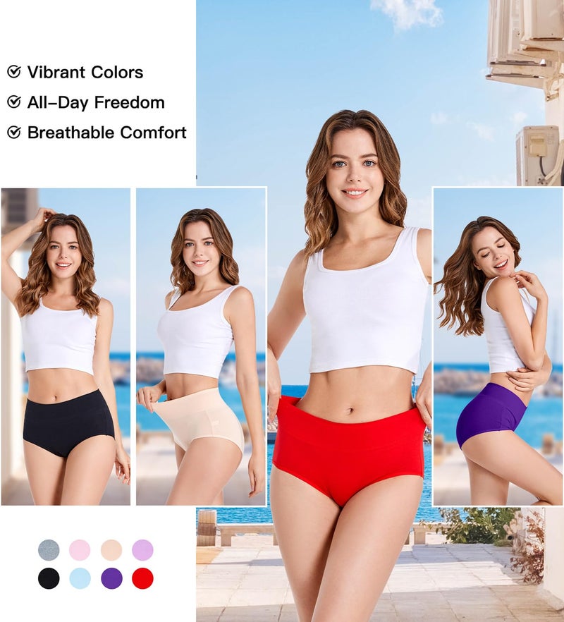 HAVVIS Women's Briefs Underwear Cotton High Waist Tummy Control Panties Rose Jacquard Ladies Panty Multipack (Briefs 01-8 Pack - Assorted Colors, 3X-Large) - Image 4