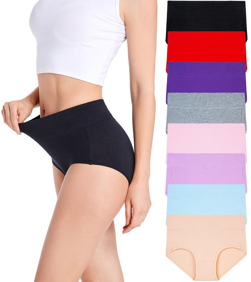 HAVVIS Women's Briefs Underwear Cotton High Waist Tummy Control Panties Rose Jacquard Ladies Panty Multipack (Briefs 01-8 Pack - Assorted Colors, 3X-Large) - Image 1