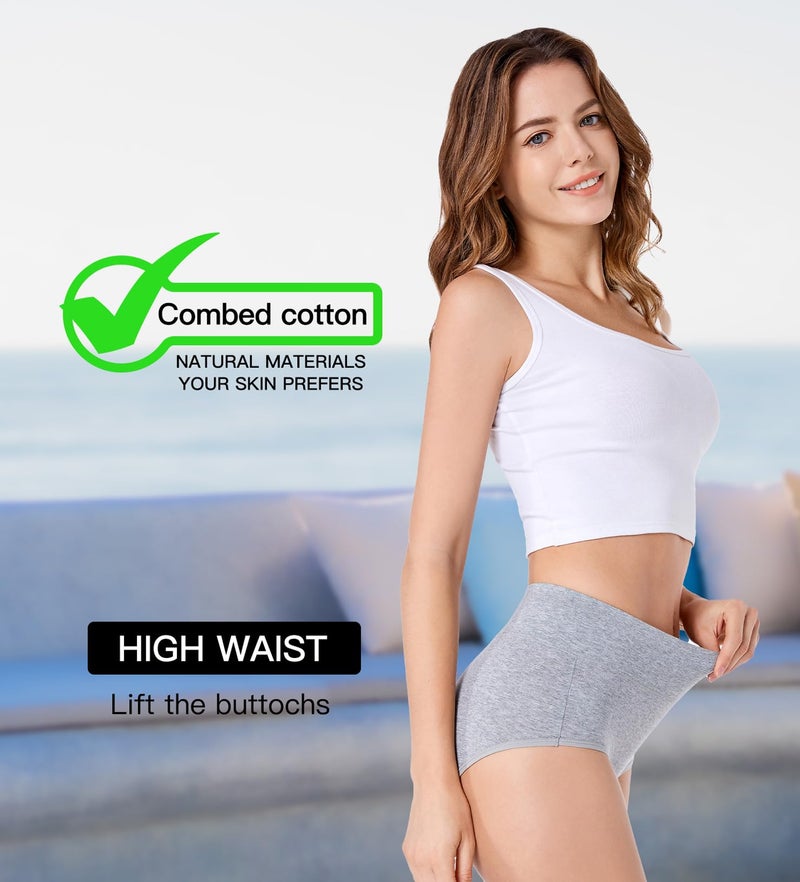 HAVVIS Women's Briefs Underwear Cotton High Waist Tummy Control Panties Rose Jacquard Ladies Panty Multipack (Briefs 01-8 Pack - Assorted Colors, 3X-Large) - Image 2