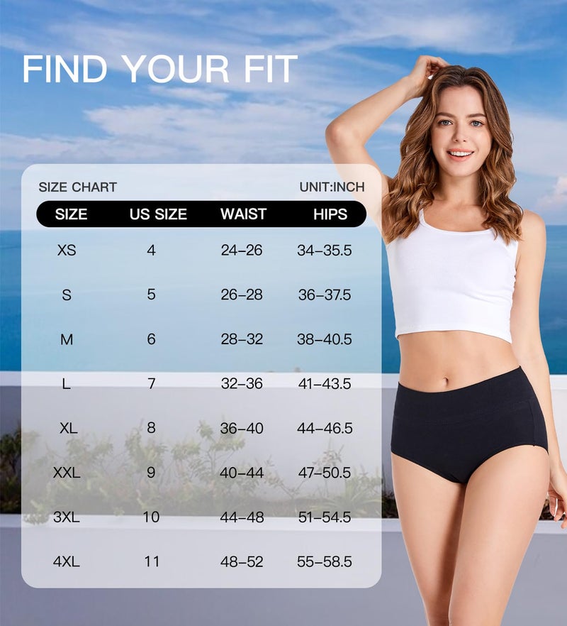 HAVVIS Women's Briefs Underwear Cotton High Waist Tummy Control Panties Rose Jacquard Ladies Panty Multipack (Briefs 01-8 Pack - Assorted Colors, 3X-Large) - Image 5