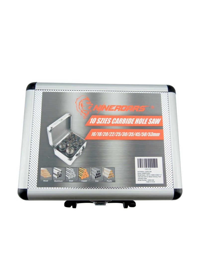 NINEROARS 10PCS TCT Tungsten Carbide Tipped Hole Saw Cutter Drill Bit Set For Metal Working Thick Stainless Steel（16/18/20/22/25/30/45/50/53MM )  - Image 4