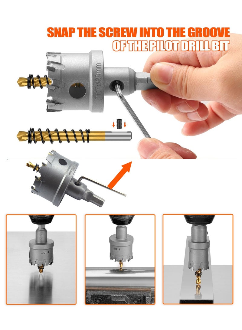NINEROARS 10PCS TCT Tungsten Carbide Tipped Hole Saw Cutter Drill Bit Set For Metal Working Thick Stainless Steel（16/18/20/22/25/30/45/50/53MM )  - Image 5