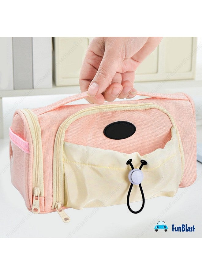 فنبلاست حقيبة أقلام فن بلاست للبنات - حقيبة كبيرة بسحاب مع جيب برباط، حقيبة أنيقة، حقيبة أقلام كاواي، حقائب لطيفة للبنات، حقيبة متعددة الأغراض للأطفال والكبار (وردي) - Image 4