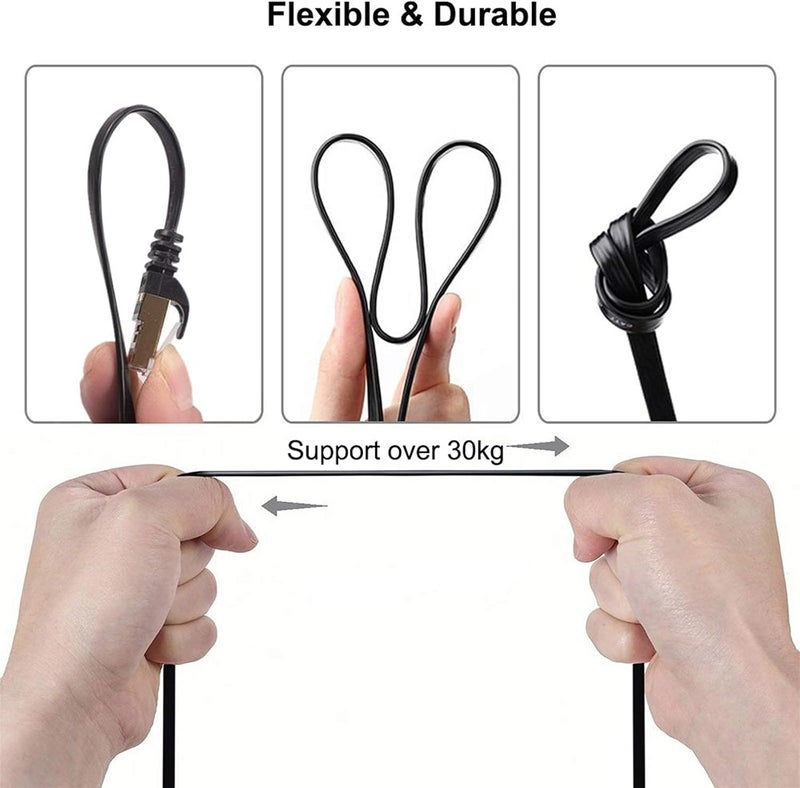 BUSOHE Cat8 Ethernet Cable 15FT 5 Pack Multi Color, 40Gbps 2000MHz Cat-8 Flat Computer Internet LAN Network Patch Cable Cord, High Speed Cat8 Cable with Gold Plated RJ45 Connector - 15 Feet - Image 4