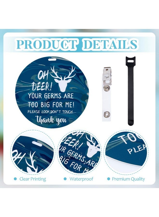 PLIGREAT 2 Pack No Touching Baby Car Seat Sign, No Kissing Baby Stroller Tag with Hanging Straps and Clip, No Touch Baby Safety Sign for Baby Girl Boy, Blue - Image 5