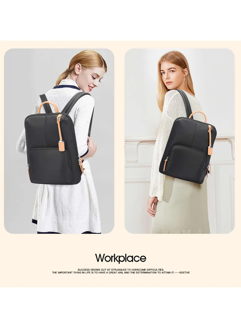 Bopai Premium Lightweight Slim Ladies Laptop Backpack Water Resistant Synthetic Leather Daypack for Casual/Office/School/College, BO-LB521, Black