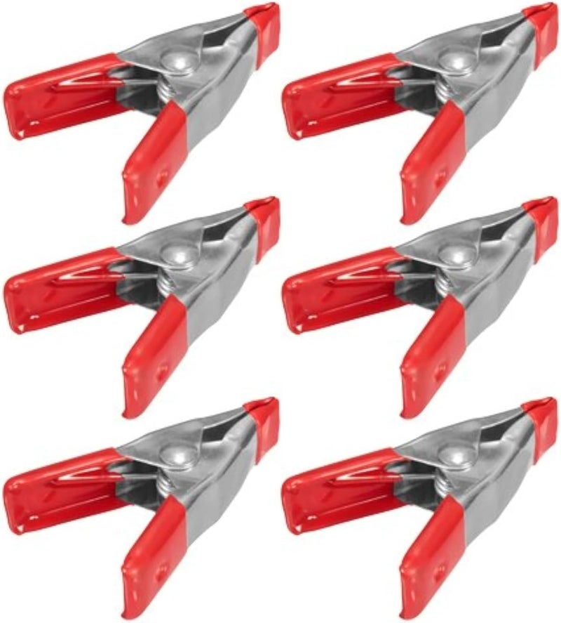 ® 2" inch Mini Metal Spring Clamps w/Red Rubber Tips Clips (Pack of 6)