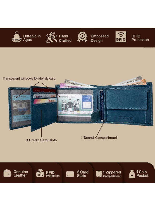 URBANFOREST URBAN FOREST Zeus Vintage Blue Leather Wallet for Men - Image 5