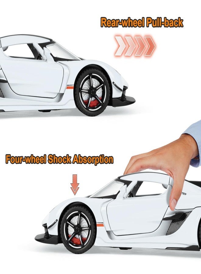 سيارات ألعاب KEXXA للأطفال 1/22 سيارات ألعاب معدنية مصبوبة من Koenigsegg Jesko (بيضاء) - Image 5