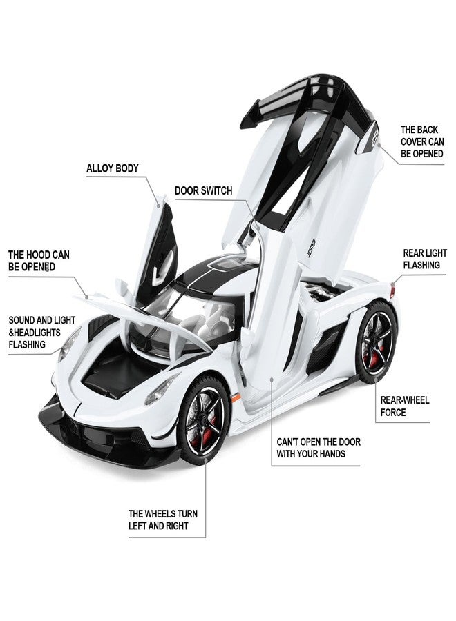 سيارات ألعاب KEXXA للأطفال 1/22 سيارات ألعاب معدنية مصبوبة من Koenigsegg Jesko (بيضاء) - Image 4