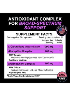 VitaRaw ???????????? 1000Mg Glutathione For Immune Support 100Mg Absorption Complex Reduced Glutathione Supplement With Alpha Lipoic Acid Brain Booster Glowing Skin Liver Support Pure L Glutathione  - Image 3