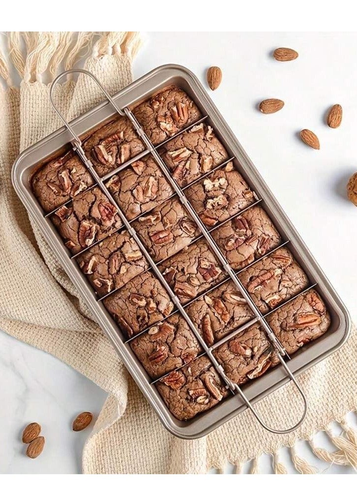 Durable Brownie Pan with Dividers - Perfect Slices, Food-Grade Stainless Steel, Non-Stick Coating, Easy to Clean, Heat Resistant, Ideal for Brownies, Cakes, Desserts, Professional Quality Bakeware  - Image 1
