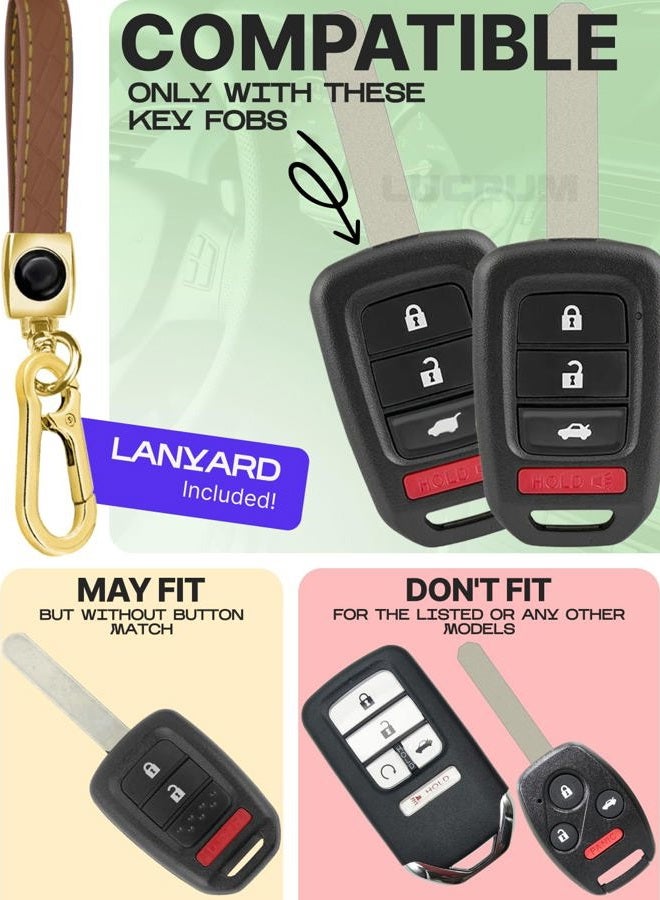Lucrum Compatible with Honda Key Fob Cover & Leather Keychain - TPU Keyfob Case for Accord Civic CR-V SE LX HR-V (2014-2022) - Leo Vibe - Image 2
