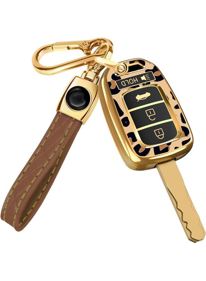 Lucrum Compatible with Honda Key Fob Cover & Leather Keychain - TPU Keyfob Case for Accord Civic CR-V SE LX HR-V (2014-2022) - Leo Vibe - Image 1