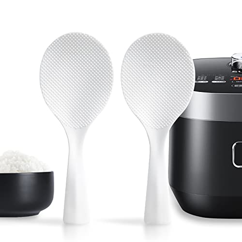 FireKylin 2 Pcs Plastic Rice Paddle,Non Stick Standing Rice Spoon Scooper Spatula,Heat Resistant Rice Cooker Spoon (White) - Image 1