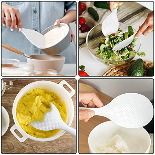 FireKylin 2 Pcs Plastic Rice Paddle,Non Stick Standing Rice Spoon Scooper Spatula,Heat Resistant Rice Cooker Spoon (White) - Image 5