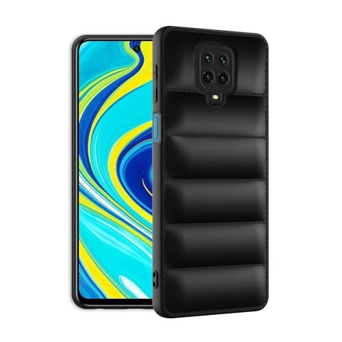 Plus Puffer Case Camera Protection Soft Back Cover for Redmi Note 9 Pro | Redmi Note 9 Pro Max | Redmi Note 10 Lite - Black - Image 2