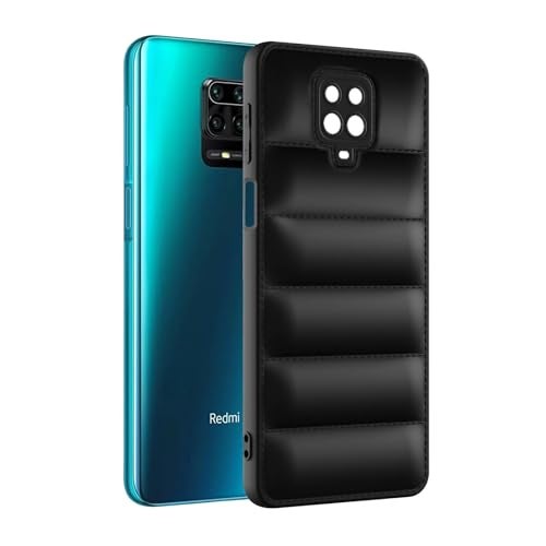 Plus Puffer Case Camera Protection Soft Back Cover for Redmi Note 9 Pro | Redmi Note 9 Pro Max | Redmi Note 10 Lite - Black - Image 3