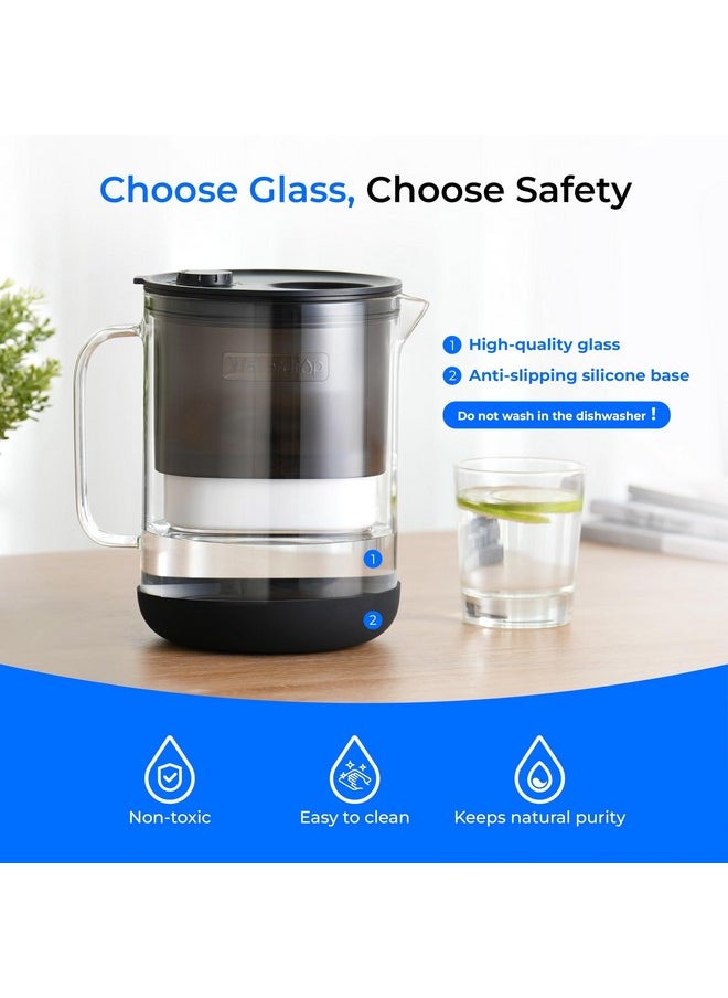 Waterdrop Waterdrop Glass Water Filter Pitcher with 1 Filter, Eco-Friendly, with NSF 53&42&372 Certified Filter, 7-Cup, Reduces PFOA/PFOS, Chlorine, Cadmium, Copper, Mercury, BPA Free, Easy to Clean, Black  - Image 2