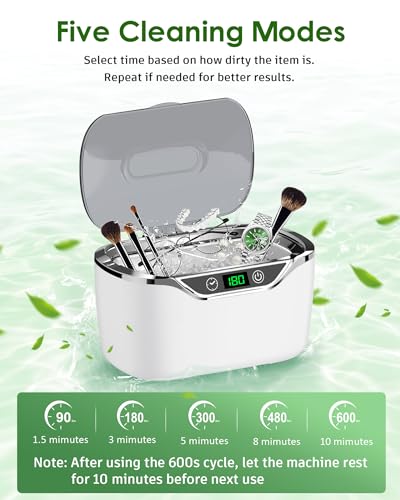 ByteRoll Ultrasonic Jewelry Cleaner, 24oz (700ml) Ultrasonic Cleaner with 48kHz High-Frequency, 5 Cleaning Modes, 304 Stainless Steel Tank, for Jewelry, Eyeglasses, Dentures, Coins, Watch Bands, Ring - Image 2