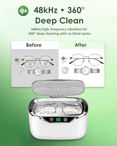 ByteRoll Ultrasonic Jewelry Cleaner, 24oz (700ml) Ultrasonic Cleaner with 48kHz High-Frequency, 5 Cleaning Modes, 304 Stainless Steel Tank, for Jewelry, Eyeglasses, Dentures, Coins, Watch Bands, Ring - Image 3