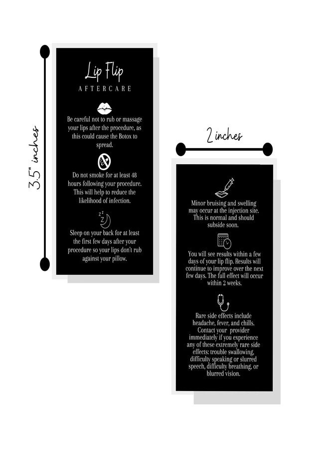 Lashicorn Lip Flip Aftercare Card | 50 Pack | Physical Printed 2x3.5” inches Business Card Size | Lip Filler Injections | Black with White Design - Image 2