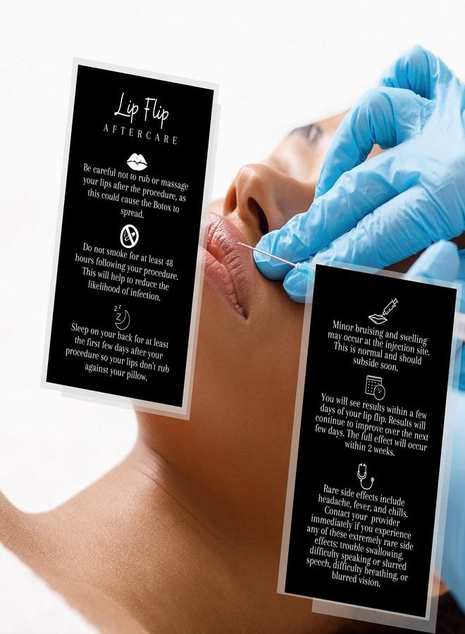 Lashicorn Lip Flip Aftercare Card | 50 Pack | Physical Printed 2x3.5” inches Business Card Size | Lip Filler Injections | Black with White Design - Image 5