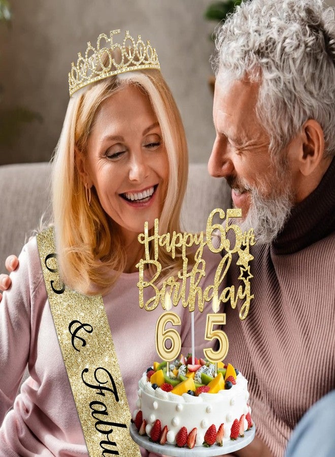 YeohJoy 65th Birthday Decorations for Women - Tiara, Sash, Candles, Cake Topper, Balloons, and Gifts - Image 5