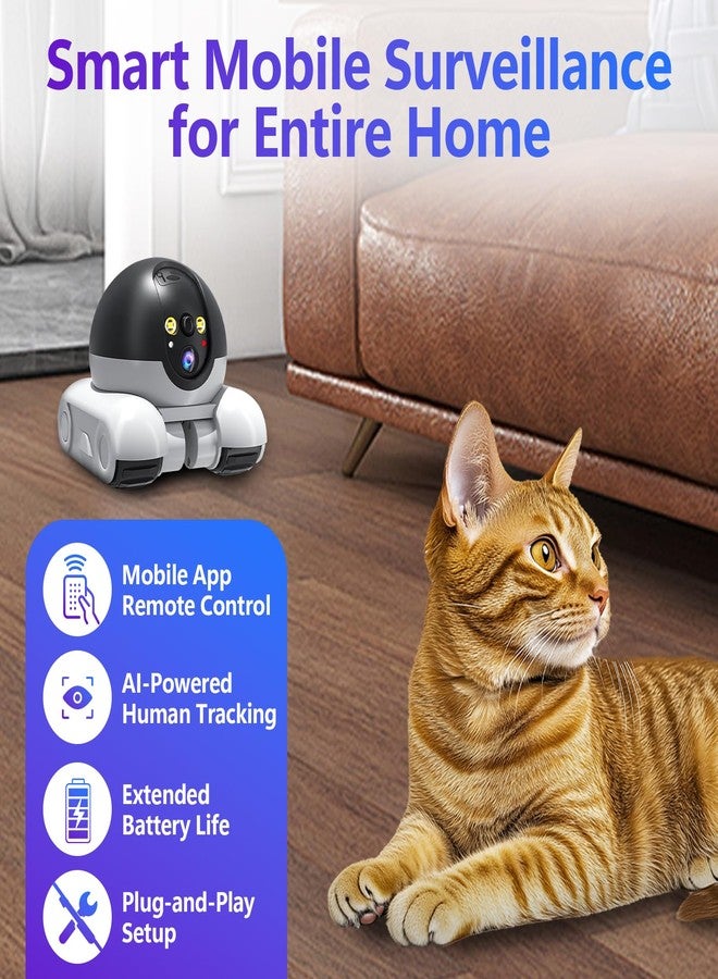كاميرا بلينكي بوت، كاميرا روبوت دورية متنقلة، جهاز تحكم عن بعد متصل بشبكة واي فاي، رؤية ليلية، اتصال صوتي ثنائي الاتجاه، مراقبة الحيوانات الأليفة، مناسبة لكبار السن/الحيوانات الأليفة (64 جيجابايت) - Image 2