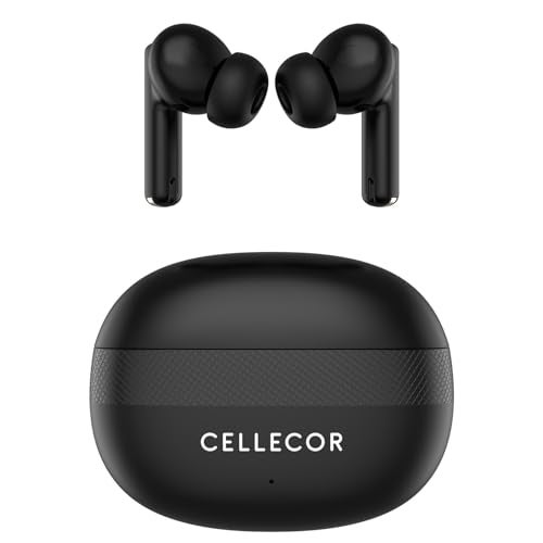 CELLECOR BROPODS C105 Tune TWS with 45 Hrs Playtime, Noise Cancellation, Auto-Connect, Touch Controls, 13mm Drivers, 50ms Low Latency Game Mode, Fast Charging-Type-C, BT- 5.3v (Black) - Image 1