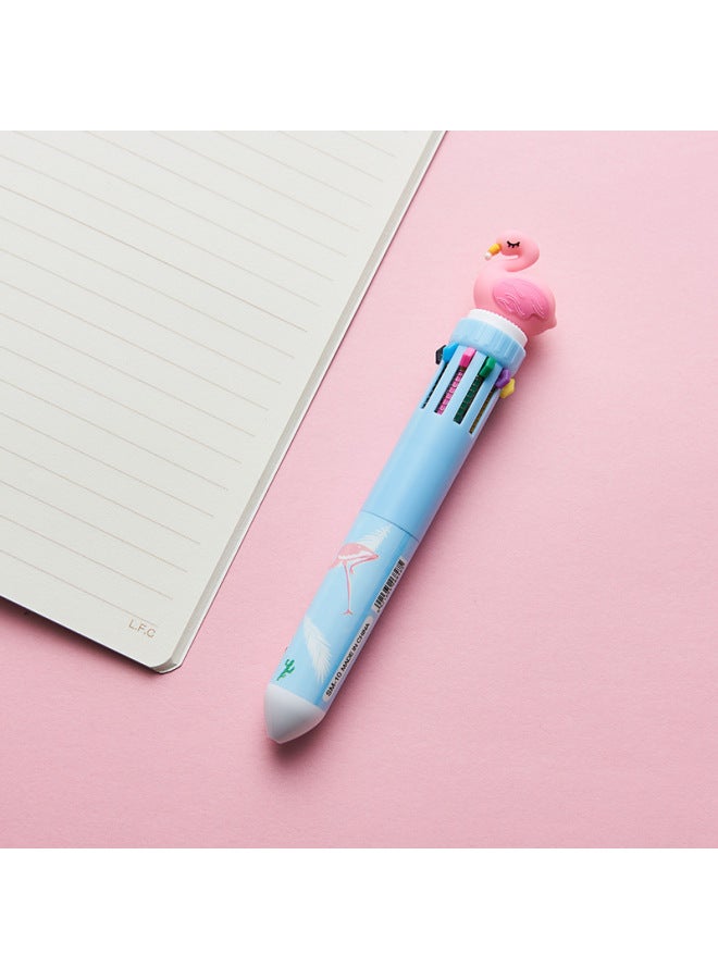 Autonomy Creative Stationery Ten Color Ballpoint Pen Cartoon Student Color Hand Account Pen Girl Heart Multi-color Press Ballpoint Pen - Image 1
