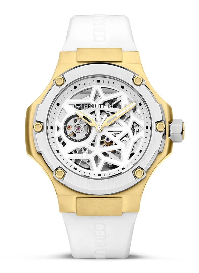 CERRUTI 1881 Lucardo 49mm Men's Automatic Watch With White Silicone Strap