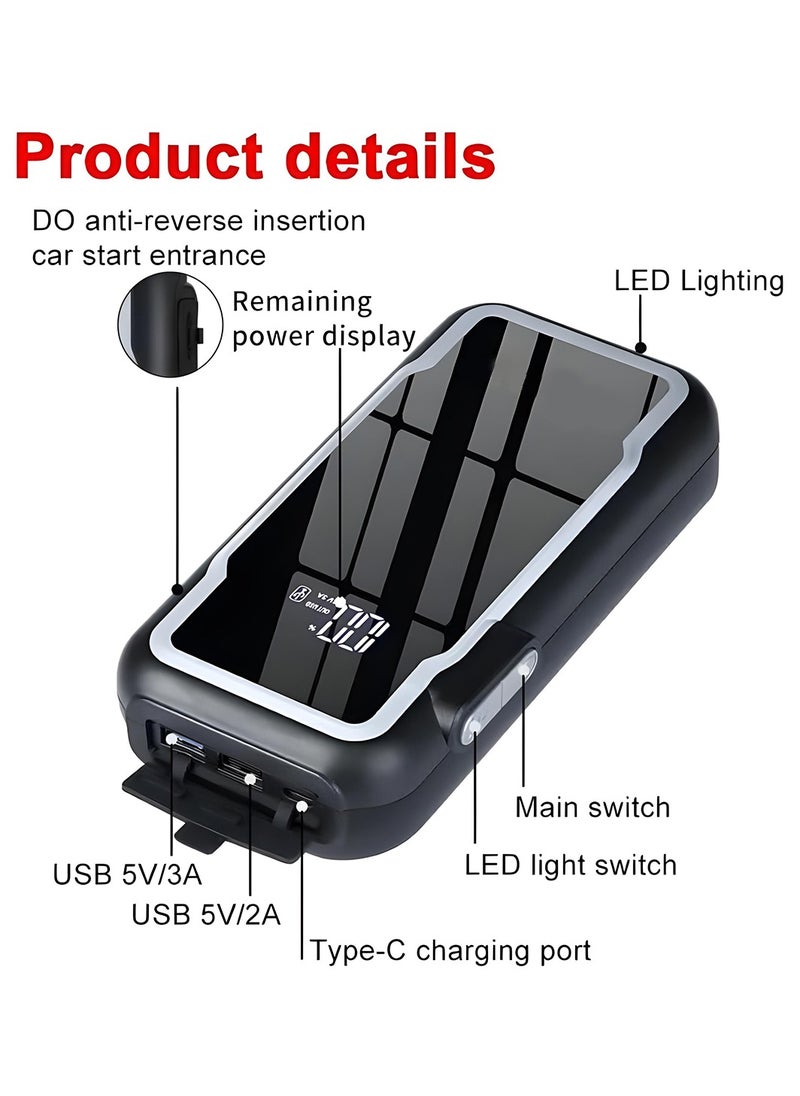 SPIDER - Portable Jump Starter – 12000mAh High-Capacity Battery Booster, Multi-Function Car Battery Charger, Compact Jump Box with Integrated Flashlight, Essential for Vehicle Emergency Kit (JS10002) - Image 1