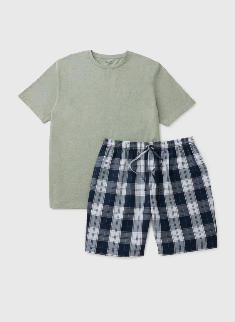 Matalan Green Check Design Short Pyjama Set