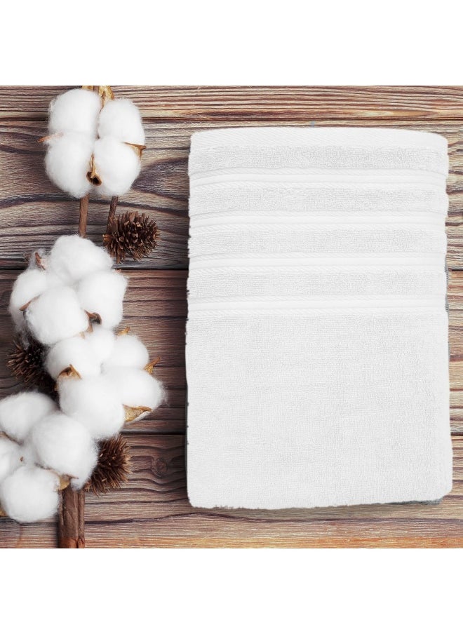 Hotel Linen Klub Hotel Linen Klub PACK of 3 Luxury Bath Towel - 100% Cotton, 600 GSM Terry Fabric, Soft & Highly Absorbent, Quick-Dry, Elegant Dobby Border, Ring Spun for Spa-Like Comfort, Size: 70x140cm, White  - Image 4