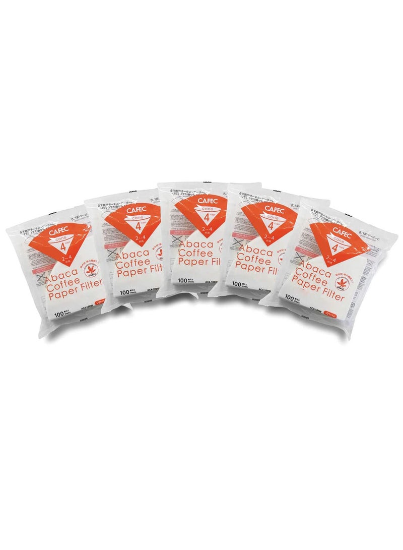 CAFEC Coffee v60 paper filters set 02 large size each pack of 100 sheets set of 5 packs for a total of 500 - Image 1